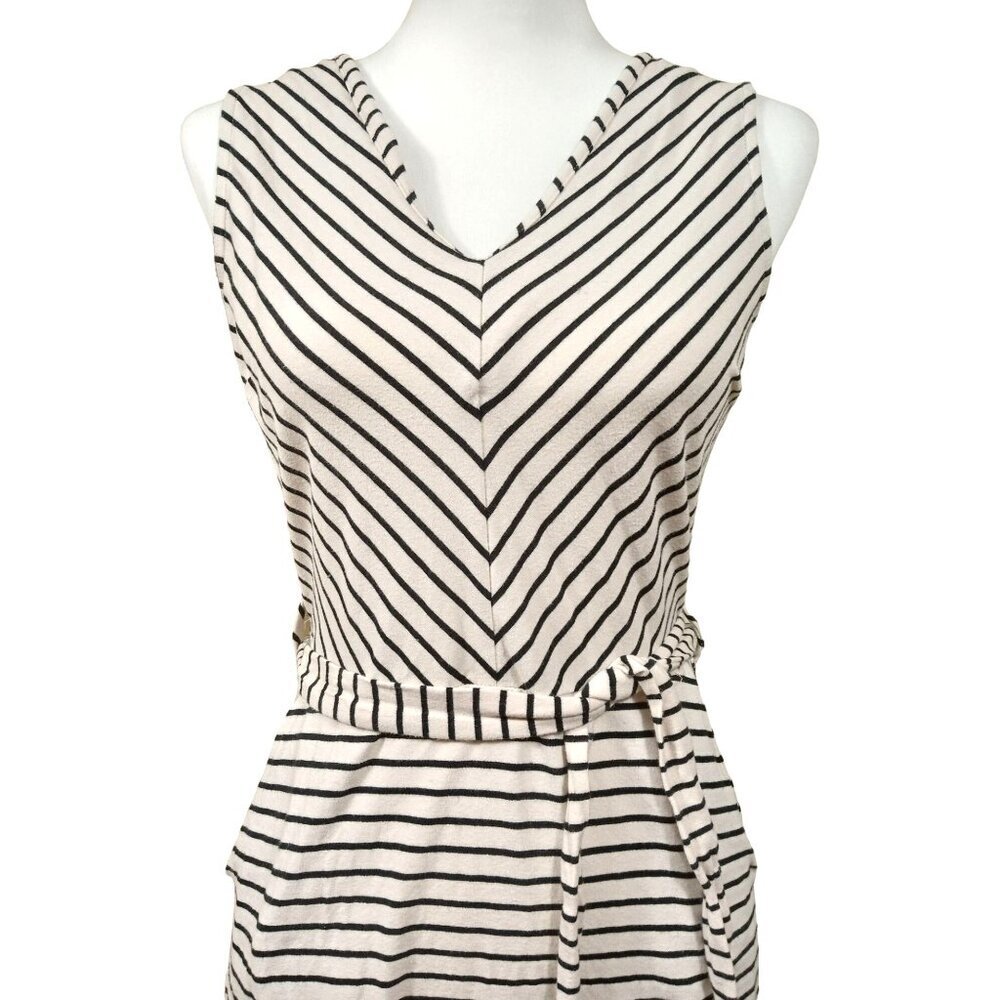 Monteau Los Angeles Womens White/Black Stripe Tied Waist Dress Size Small - Picture 5 of 14